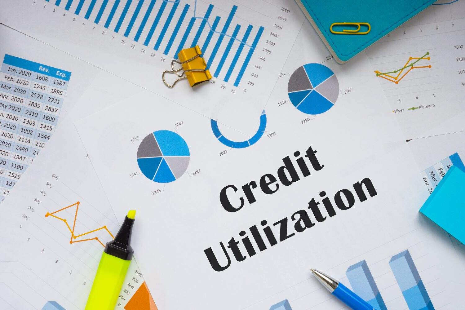 Business concept meaning Credit Utilization with sign on the piece of paper.