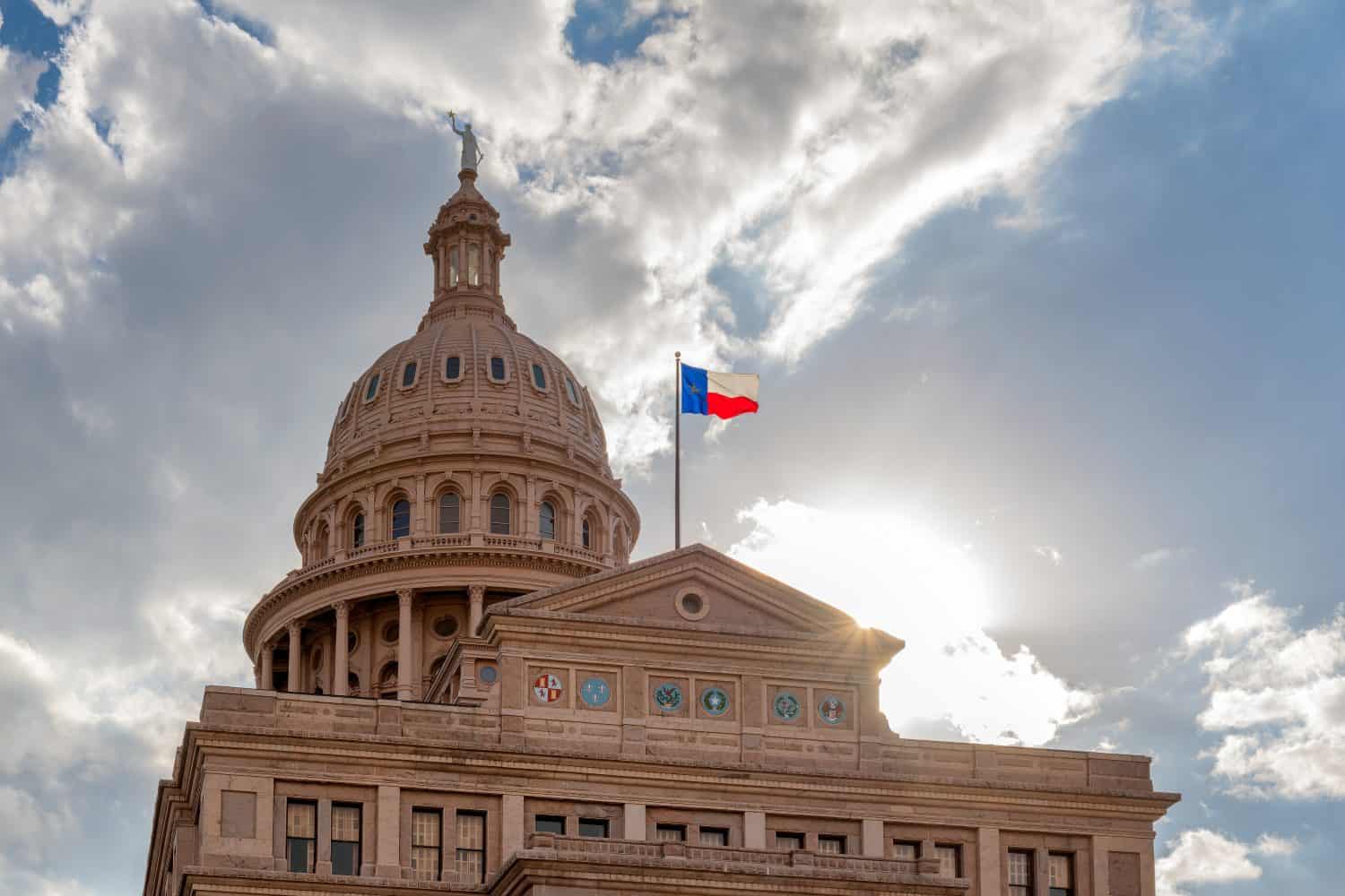 The Texas State Capitol Building at sunset in Austin, Texas, USA