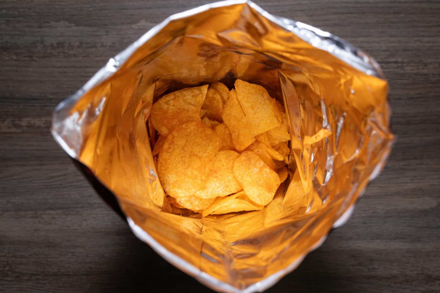Bag of delicious potato crisps