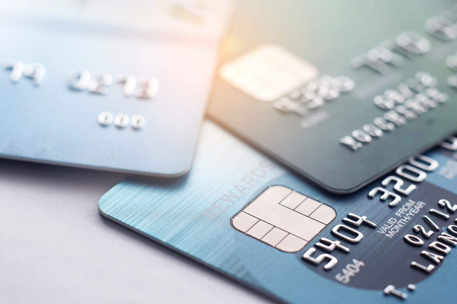 Credit card close up shot with selective focus for background.