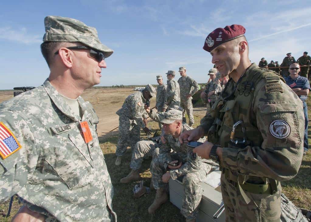 Discussing operations by U.S. Army Europe
