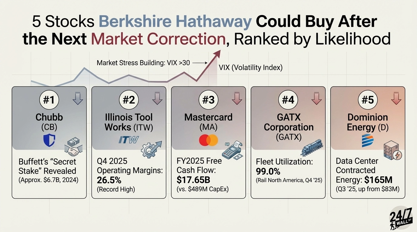 5 Companies Berkshire Hathaway Could Buy After a Market Correction, Ranked by Likelihood