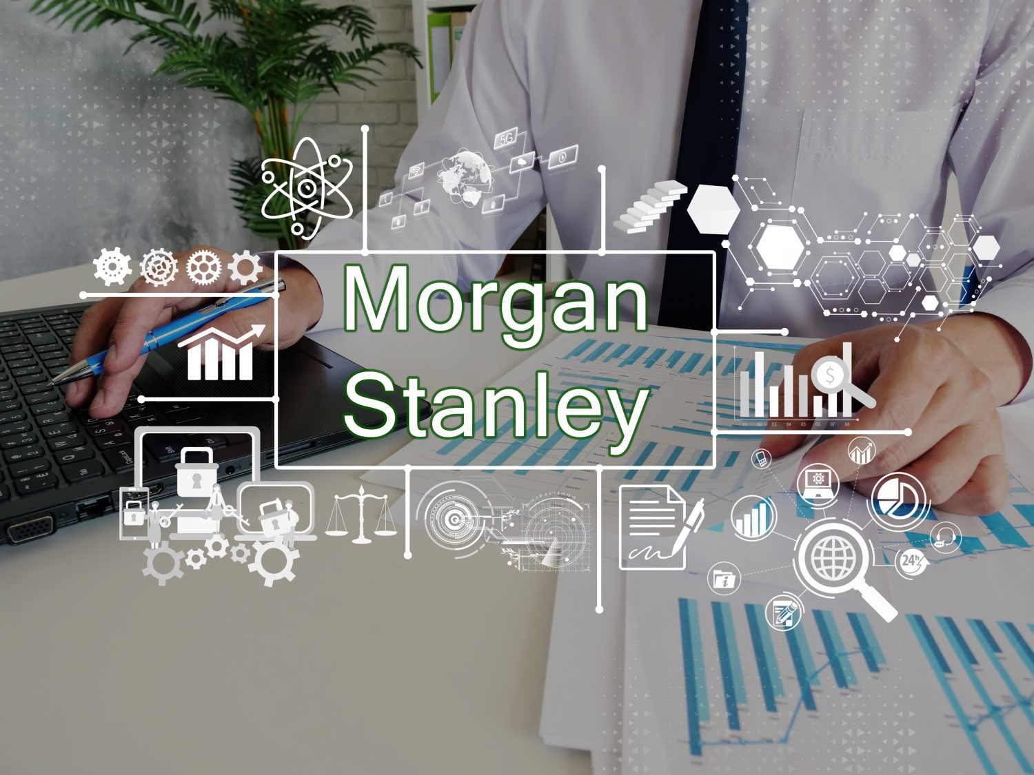 Business concept about Morgan Stanley with sign on the piece of paper.